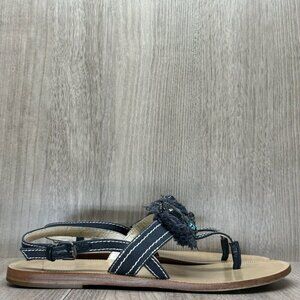 Vera Wang Lavender Sandals 7.5M Robbie Embellished Thong Slingback Flats Blue